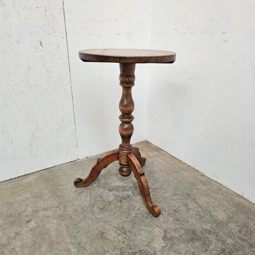 French Round Ash & Fruitwood Lamp Table