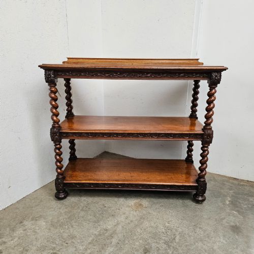 19th Century English Carved Oak Three Tier Buffet