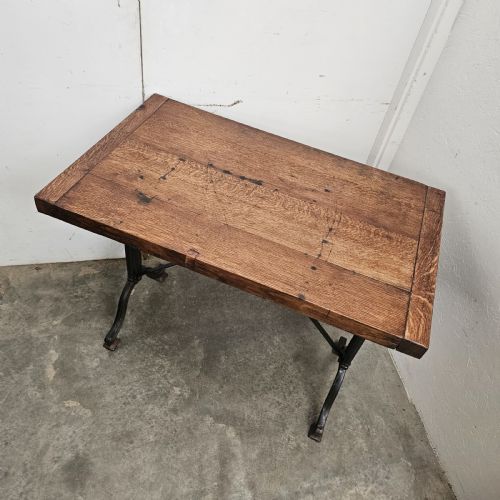 FRENCH CAST IRON OAK BISTRO TABLE - ADDITIONAL PHOTO 1