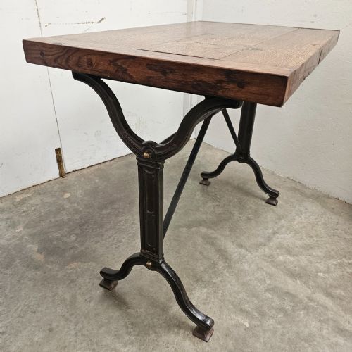 FRENCH CAST IRON OAK BISTRO TABLE - ADDITIONAL PHOTO 2