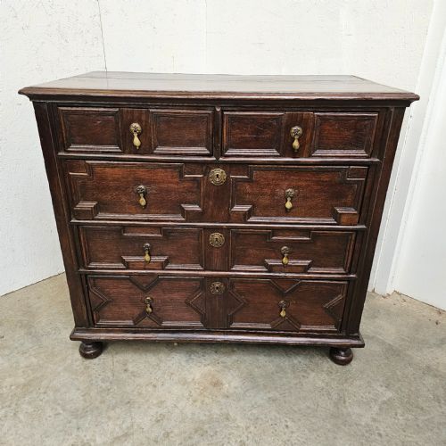 fig 1. English Panelled Oak Geometric Chest (Late 17th Century)