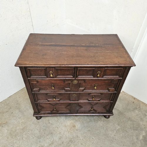 fig 2. English Panelled Oak Geometric Chest (Late 17th Century)