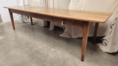 Long French Pine & Oak Community Hall Table (3 Meters)