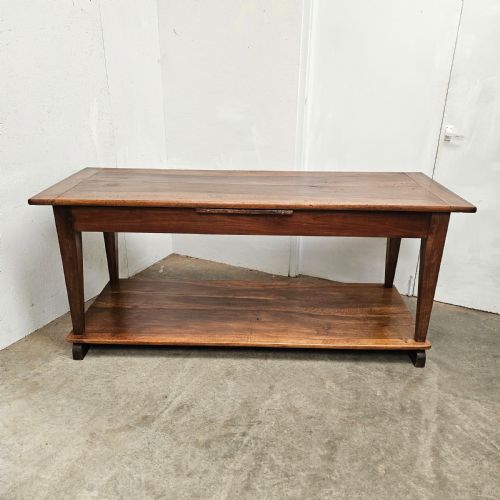 Substantial Two-tier Walnut Worktable (Two-board Book- Matched Top)