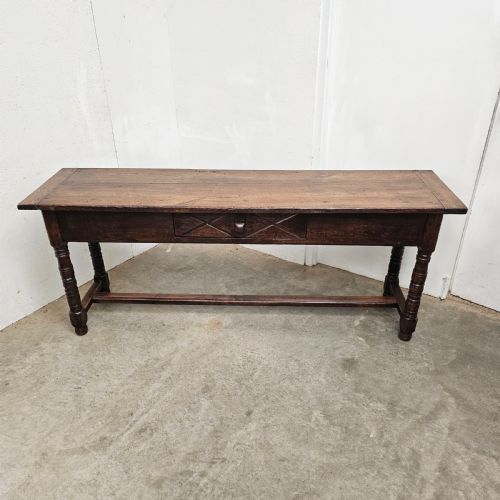 fig 2. French Oak Serving Table With Carved Drawer
