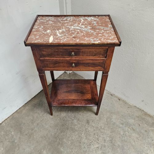 fig 1. French Walnut & Marble Nightstand