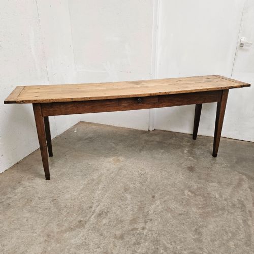 Long French Oak Serving Table with Drawer