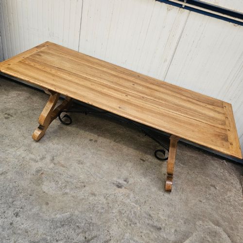 fig 1. Pale Walnut, Oak & Iron Catalan Style Trestle Table