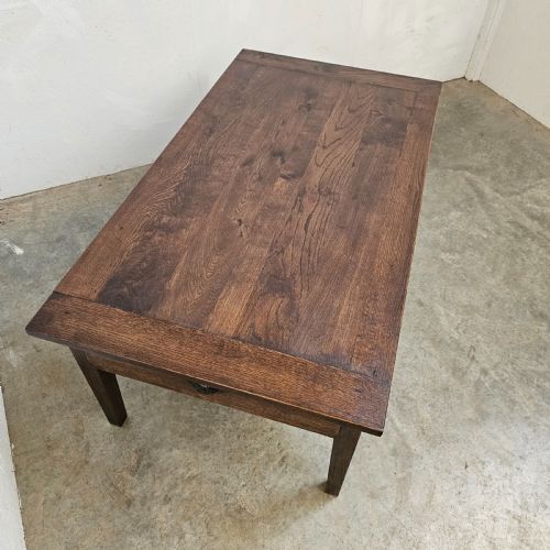 fig 1. French 19th Century Oak Low Table With End Drawer