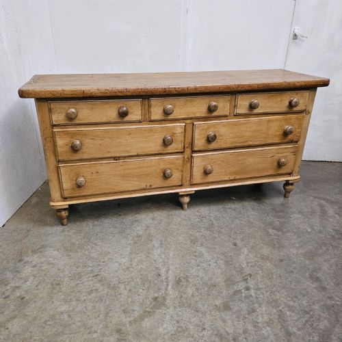 19th Century English Pine Seven Drawer Sideboard