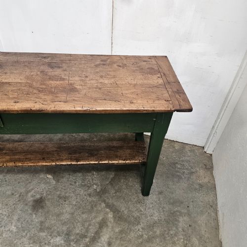 RUSTIC FRENCH PAINTED POTSHELF SERVING TABLE WITH DRAWER - ADDITIONAL PHOTO 1