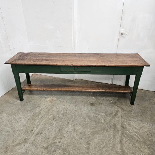 RUSTIC FRENCH PAINTED POTSHELF SERVING TABLE WITH DRAWER - ADDITIONAL PHOTO 2