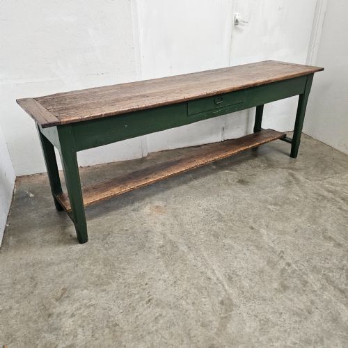RUSTIC FRENCH PAINTED POTSHELF SERVING TABLE WITH DRAWER - ADDITIONAL PHOTO 3