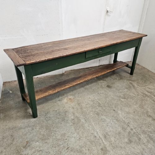 RUSTIC FRENCH PAINTED POTSHELF SERVING TABLE WITH DRAWER - ADDITIONAL PHOTO 4