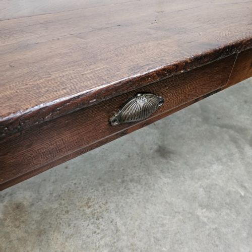 fig 2. French Oak Turned Leg Dining Table With Drawer