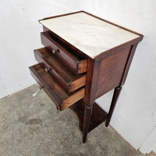FRENCH WALNUT THREE DRAWER BEDSIDE CHEST - ADDITIONAL PHOTO 5
