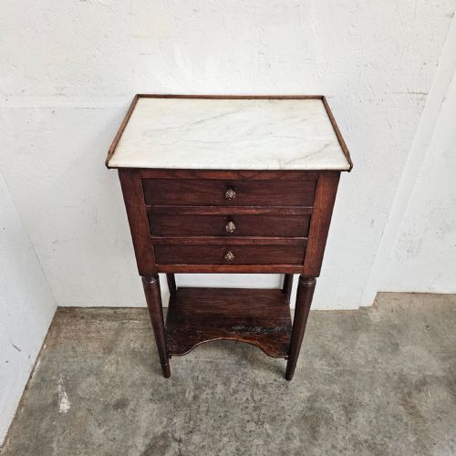 FRENCH WALNUT THREE DRAWER BEDSIDE CHEST - ADDITIONAL PHOTO 4
