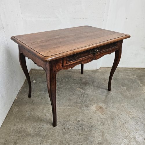 fig 1. French Walnut Cabriole Leg Side Table With Drawer