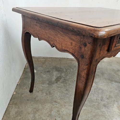 fig 2. French Walnut Cabriole Leg Side Table With Drawer
