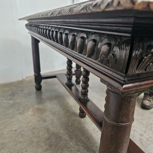FRENCH CARVED WALNUT RENAISSANCE REVIVAL CENTRE TABLE - ADDITIONAL PHOTO 9
