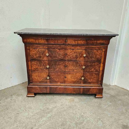 Louis Philippe Figured Walnut & Marble Commode