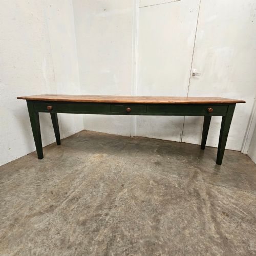 LONG FRENCH PAINTED PINE CONSOLE THREE DRAWERS - ADDITIONAL PHOTO 1