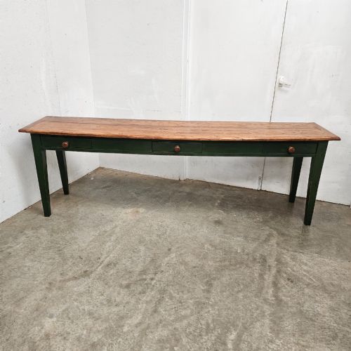 LONG FRENCH PAINTED PINE CONSOLE THREE DRAWERS - ADDITIONAL PHOTO 5