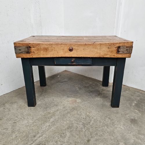 English Beech Butchers Block on Painted Stand
