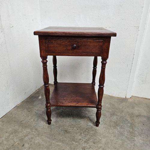 Two-tier French Oak Lamp Table with Drawer
