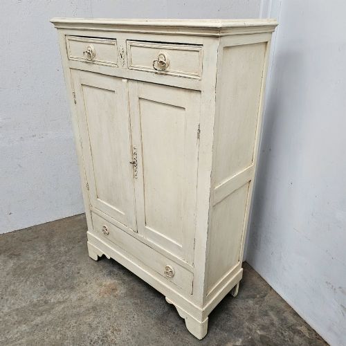 SMALL FRENCH PAINTED LINEN CUPBOARD - ADDITIONAL PHOTO 2