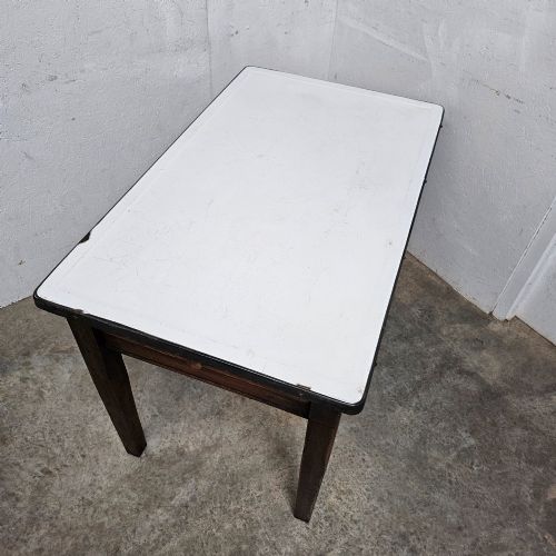 ENGLISH OAK ENAMEL PASTRY PREP TABLE WITH DRAWER - ADDITIONAL PHOTO 3