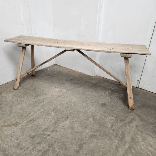 FRENCH SCRUBBED PINE LAUNDRY TABLE CONSOLE - ADDITIONAL PHOTO 1