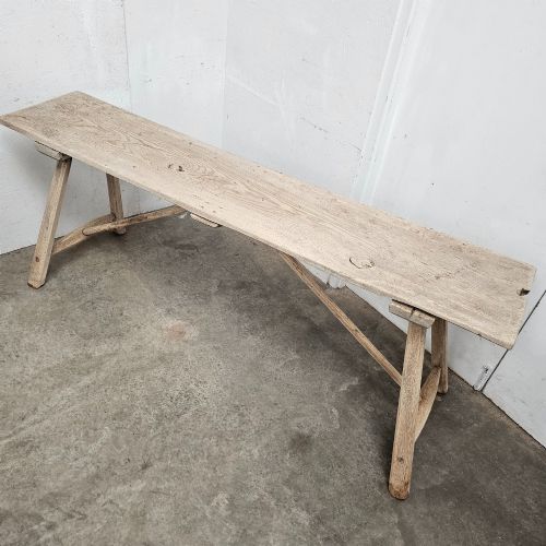 FRENCH SCRUBBED PINE LAUNDRY TABLE CONSOLE - ADDITIONAL PHOTO 2