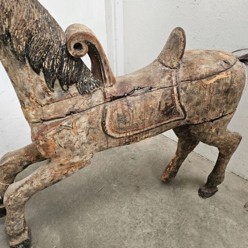FRENCH 19TH CENTURY CARVED CAROSELL HORSE - ADDITIONAL PHOTO 2