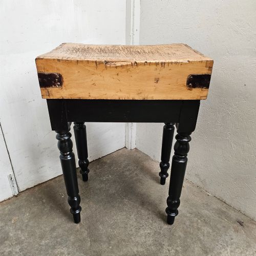 French Beech Butchers Block on Turned Leg Base