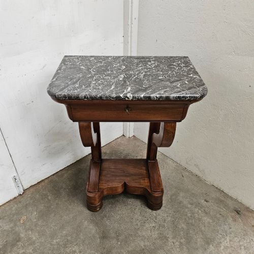 FRENCH WALNUT MARBLE CONSOLE TABLE - ADDITIONAL PHOTO 2