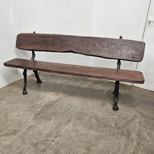 French Elm & Iron Faux Bois Garden Bench