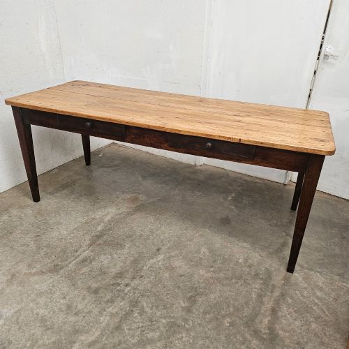 French Pine & Oak Farmhouse Table (Two Drawers)