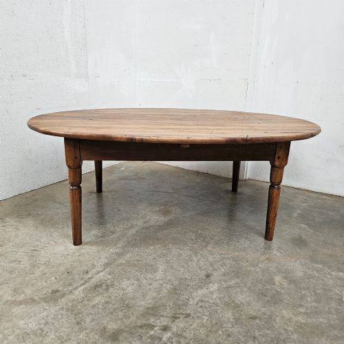 Large Walnut Oval Coffee Table (Book-matched Top)