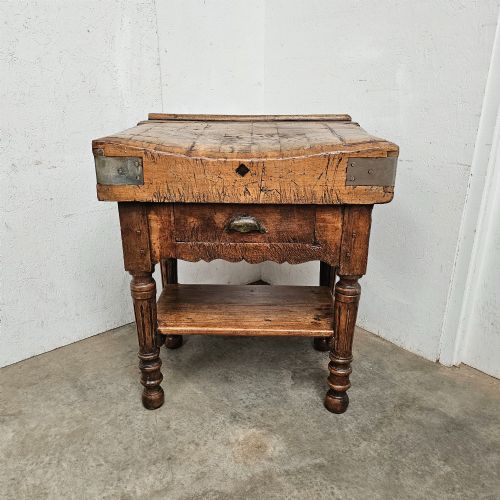 French Beech Butchers Block on Decorative Base