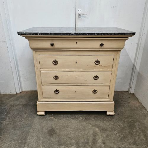 Painted Marble Top Louis Philippe Commode (Five Drawers)