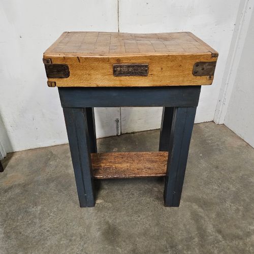 Small French Beech Butchers Block on Painted Stand (Paris)