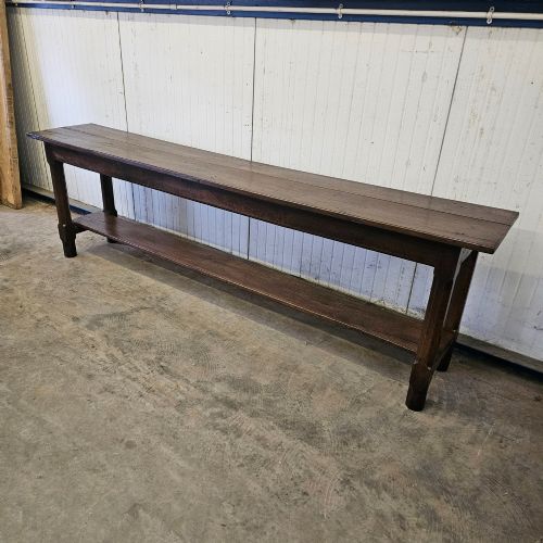 Long French Oak Serving Table with Potshelf
