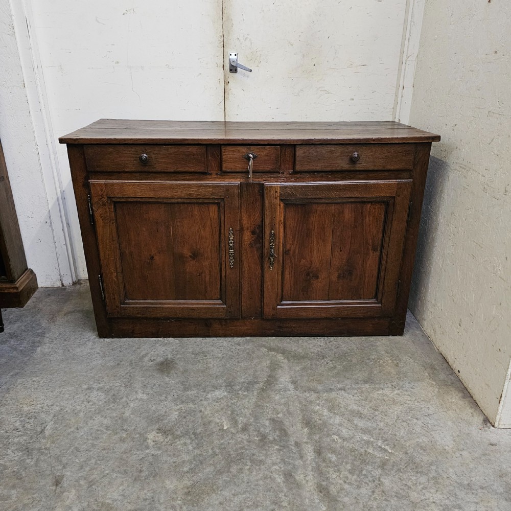 French Panelled Oak Three Drawer Buffet