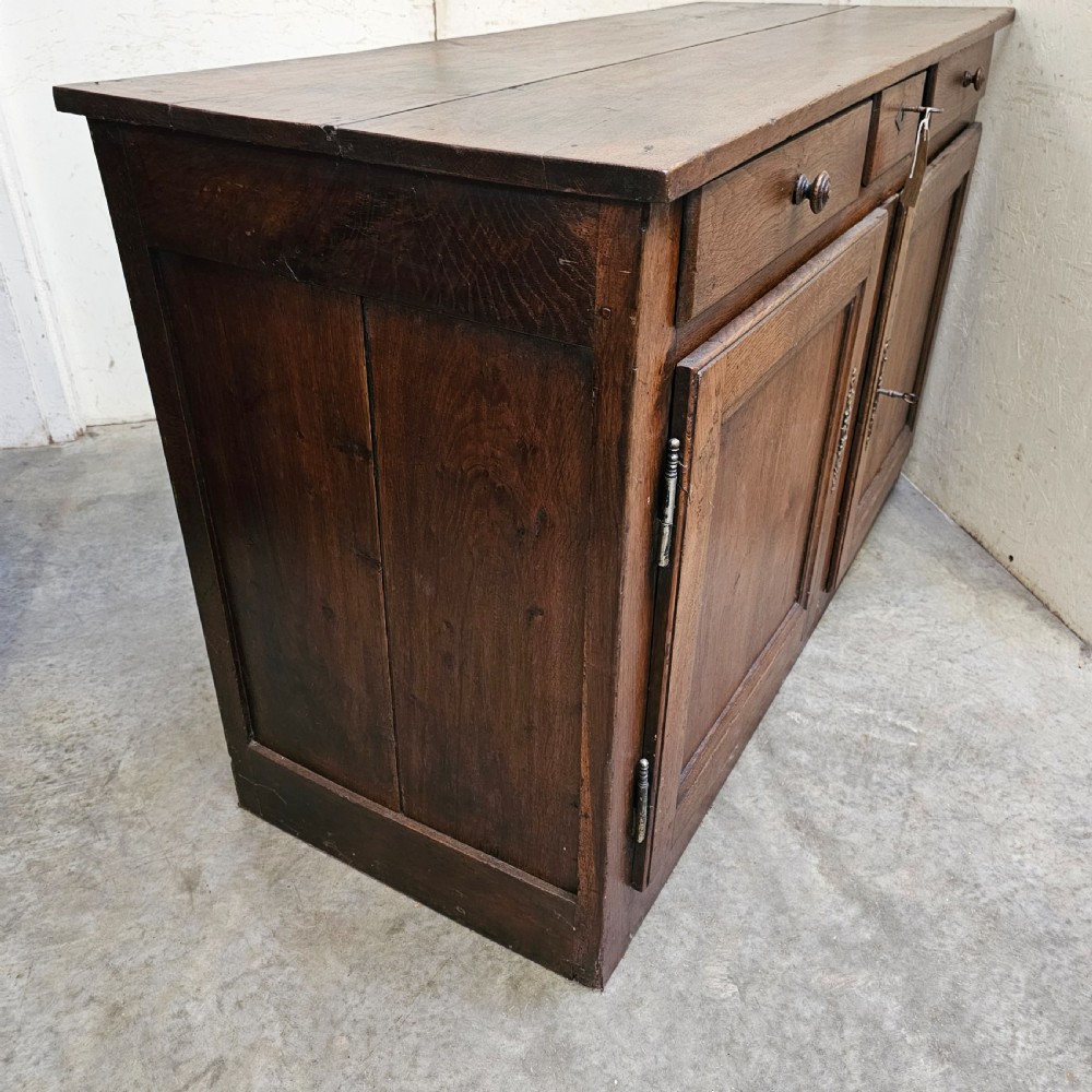 French Panelled Oak Three Drawer Buffet View VI
