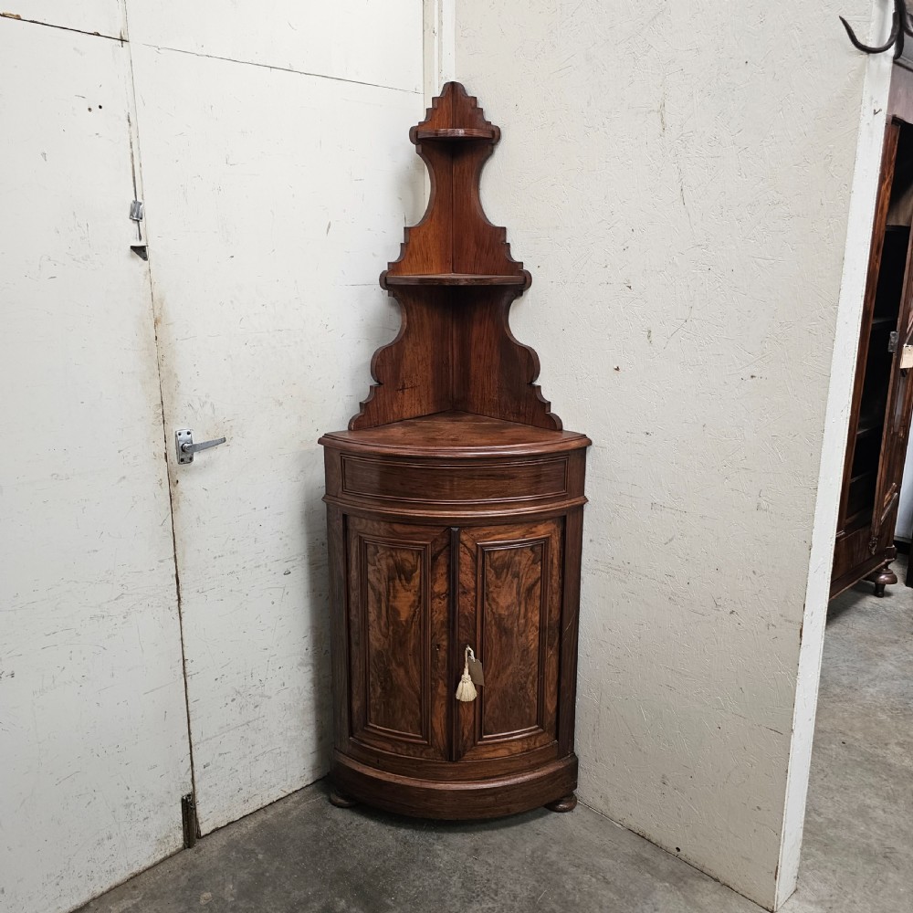 Stunning Figured Walnut Corner Cupboard With Gallery