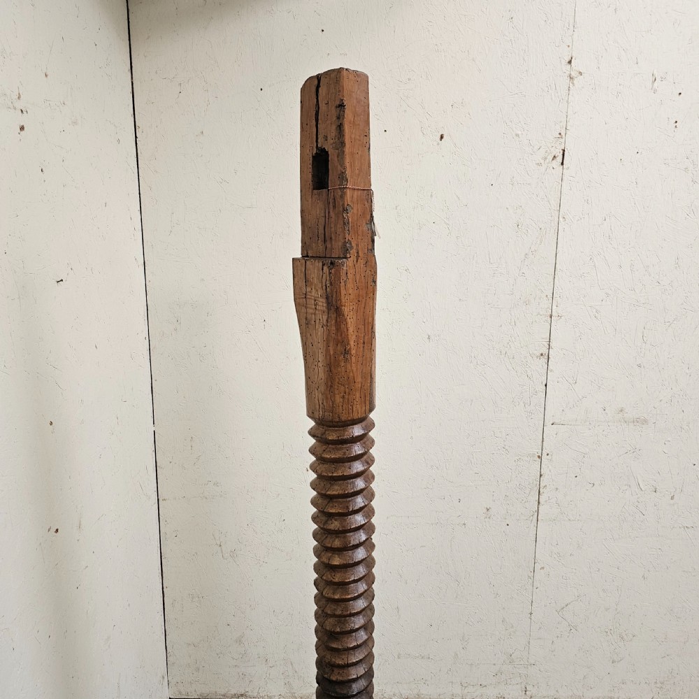 Substantial Hand Carved French Grape Press Screw Thread View IV
