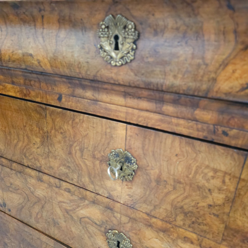 French Burr Walnut Marble Top Commode View V