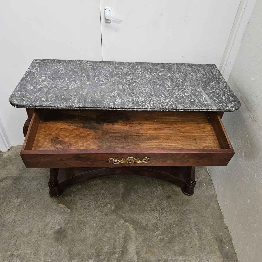 French 19th Century Mahogany and Marble Console With Drawer View III