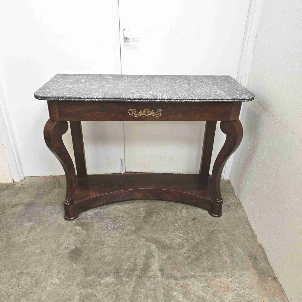 French 19th Century Mahogany and Marble Console With Drawer